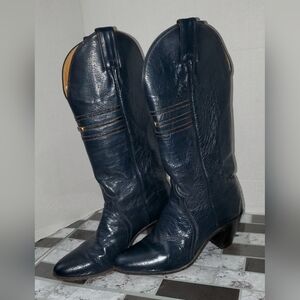 Justin Womens Dressy Western Boots** Navy Leather**Sz 7.5 B